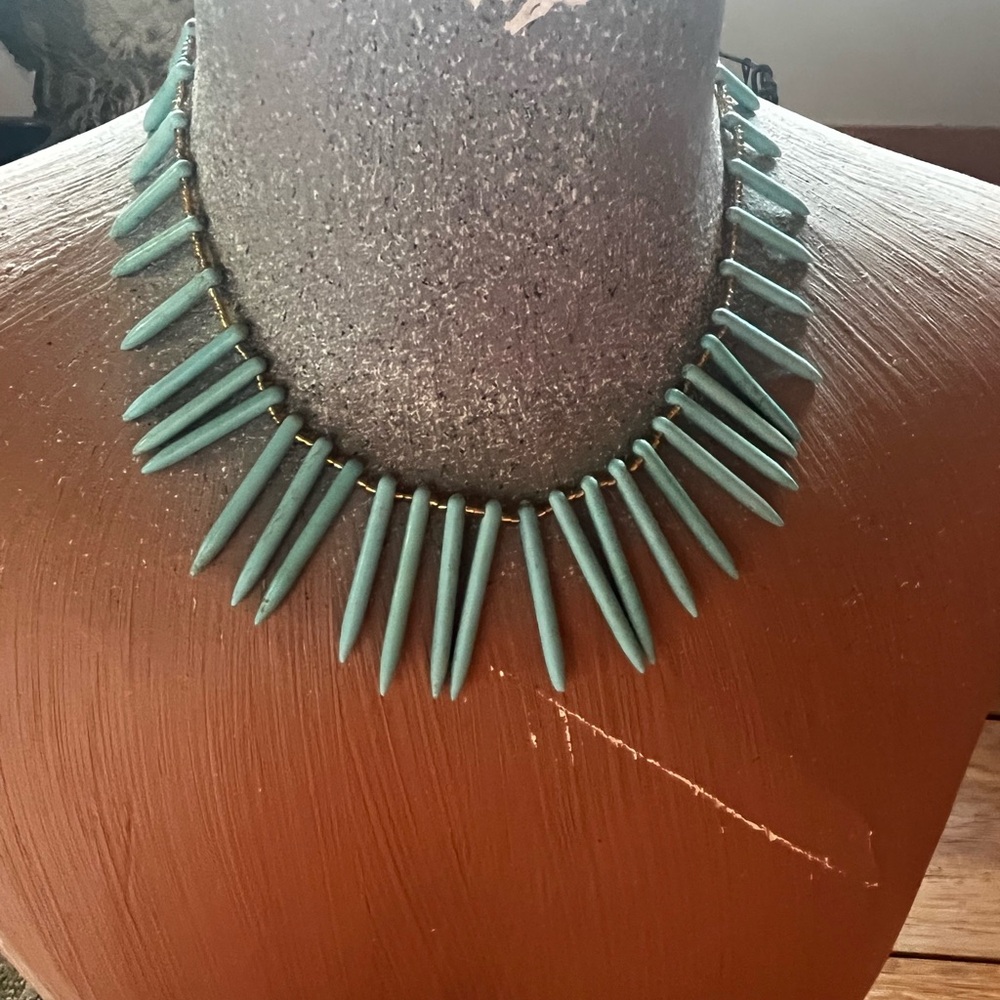 Turquoise Spike Statement Necklace - image 4